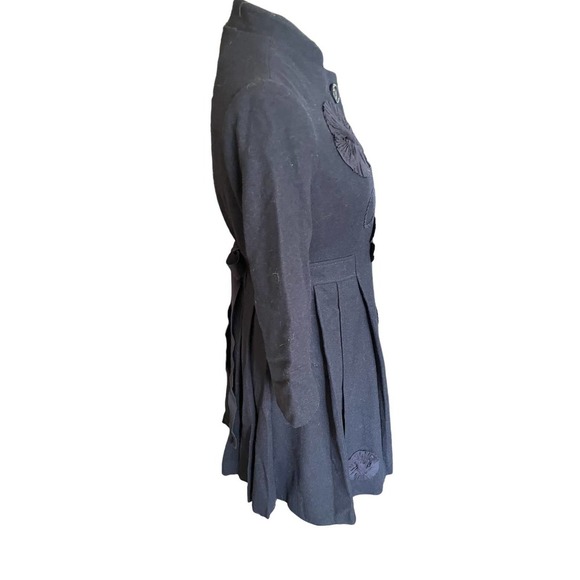 Anthropologie Elevenses Womens Button-Up Trench Coat Tie-Waist Size 2 Blue - Picture 5 of 8